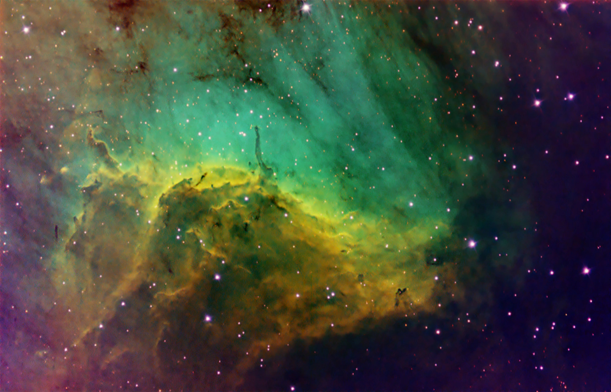 Pelican Nebula in Tricolor Narrowband