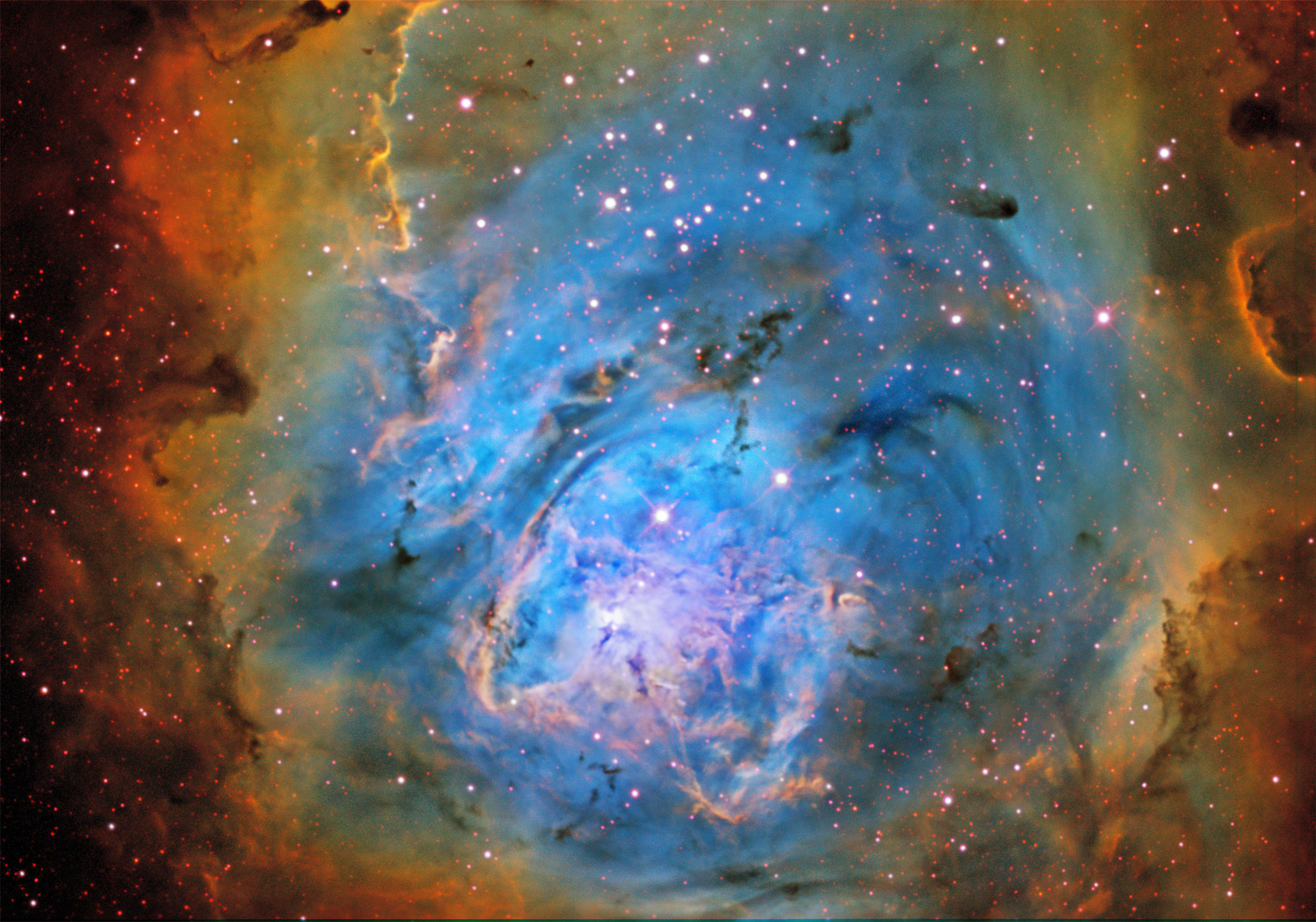 M8, Lagoon Nebula in Tricolor Narrowband